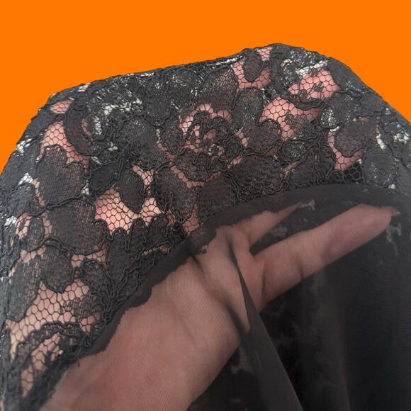 90's vintage black floral lace sheer lingerie slip dress SMALL - Picture 7 of 8